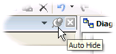 The Auto-Hide option is located in the upper-left corner of th toolbars.