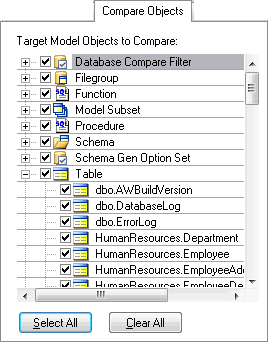 Select specific instances of objects in the other Model  to compare.