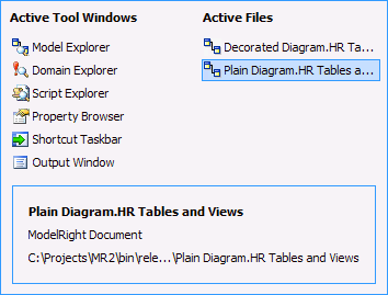 Illustrates the Diagram selection dialog that appears when you hit Ctrl+Tab