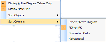 The context menu that is displayed when the background of the Model Objects tree is right-clicked.