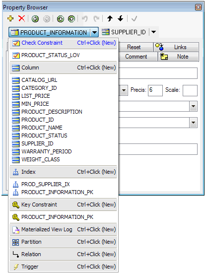 Illustration of the menu that is displayed when a drop-down control is clicked.